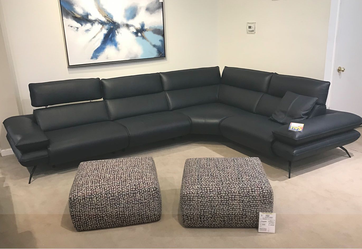 I861 Modern Navy Blue Power Motion Sectional  INCANTO