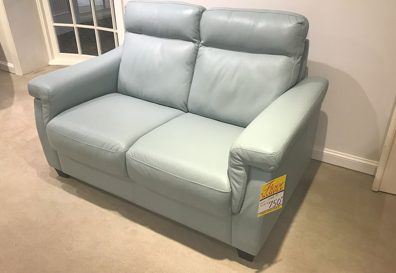 Light Blue Loveseat Leather  LEATHER XPRESS