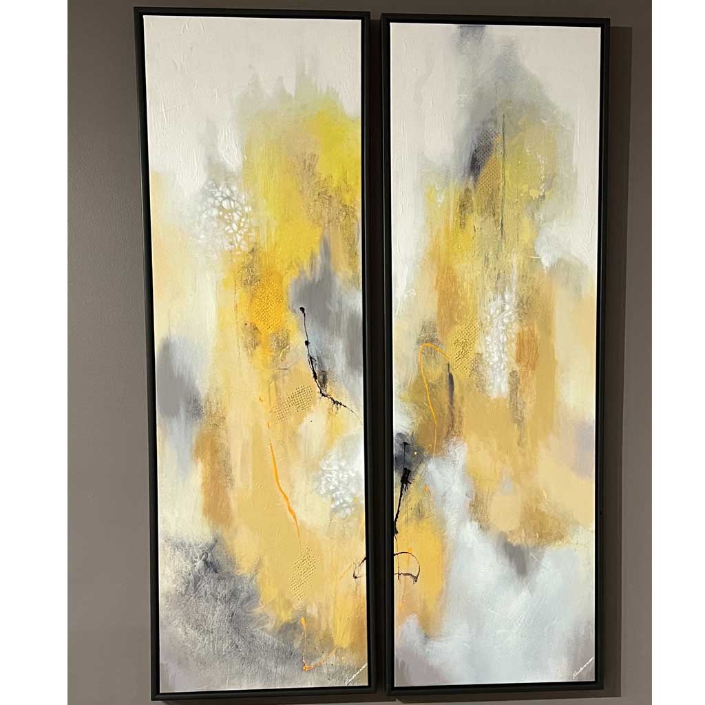 Yellow Grey Vertical  Art Work