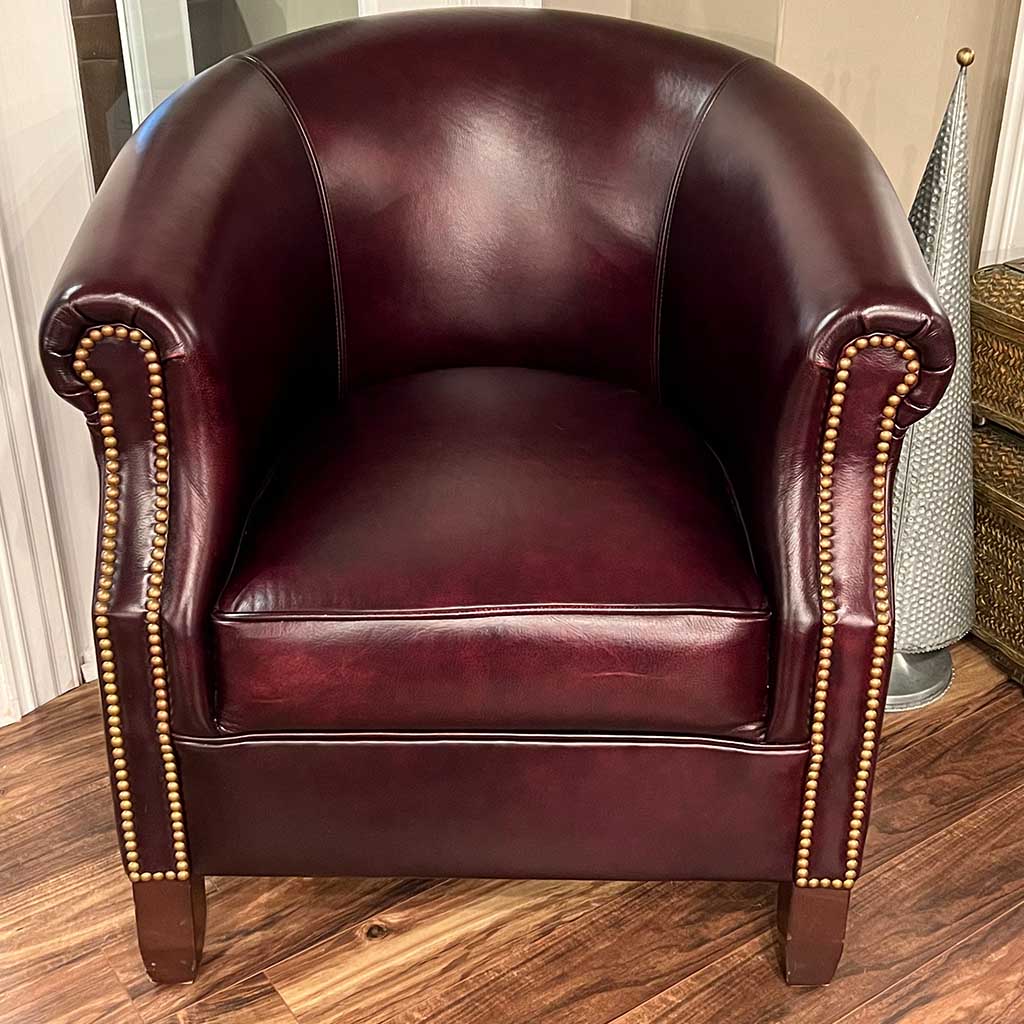 Burgundy Leather Barrel Chair  Special