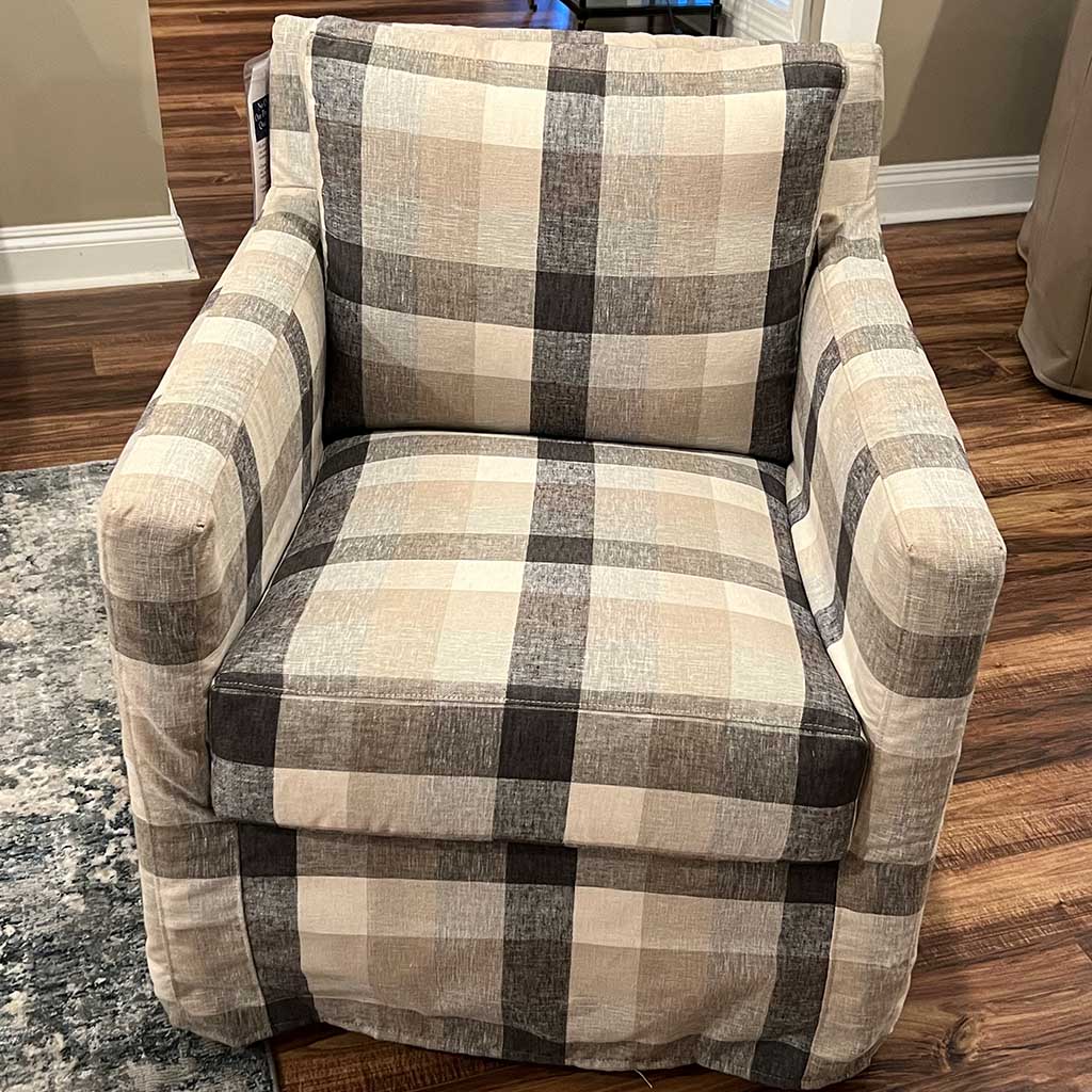 Slip Cover Plaid Fabric Swivel Glider Chairs  Special