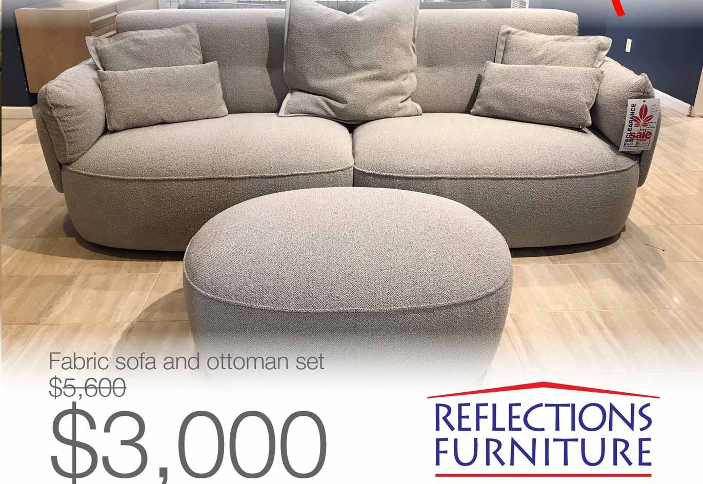 Fabric Sofa and Ottoman Set  LEATHER XPRESS