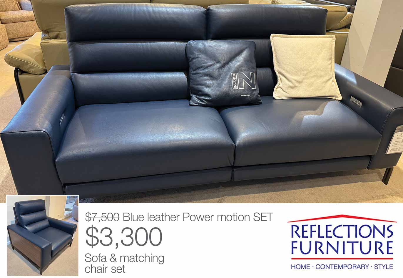 Blue Leather Power Motion Set  LEATHER XPRESS