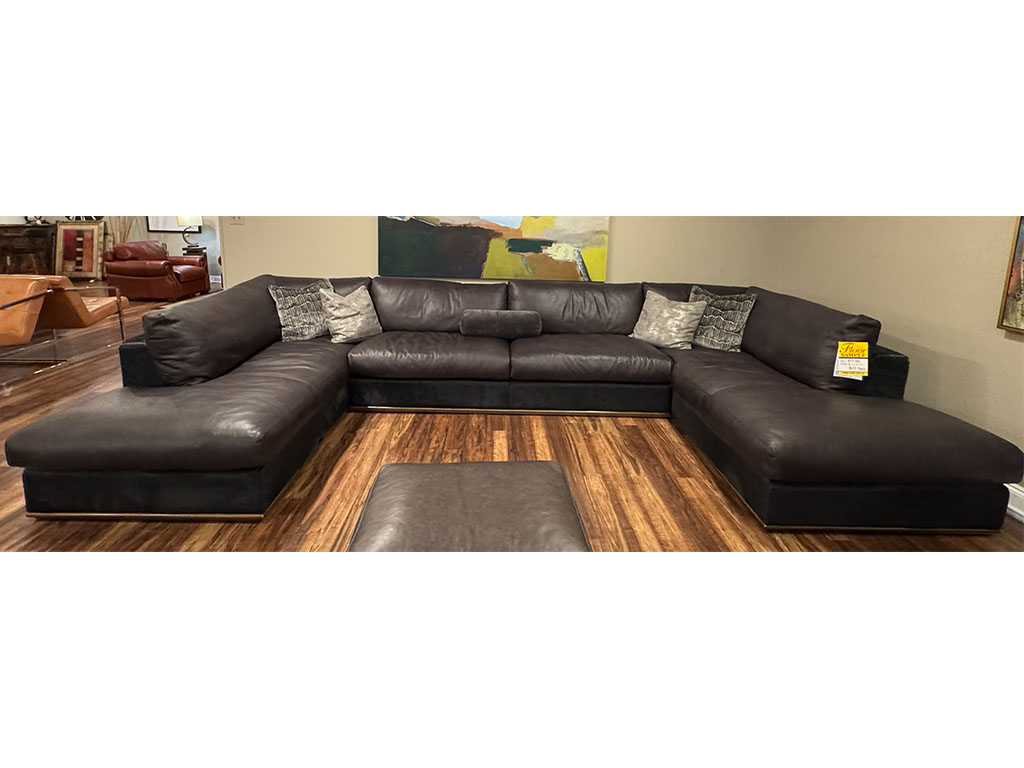 Large Hair On Hide and Buttery Soft Large and Cartier Leather U Shape Sectional  SPECIAL