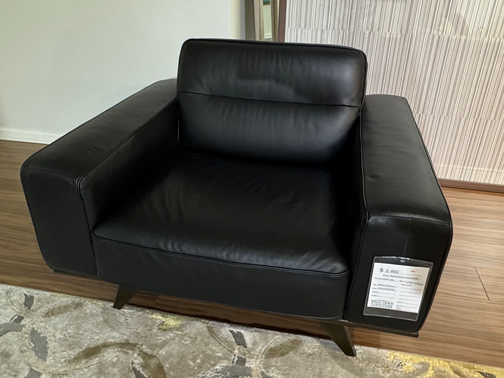Adrenalina Black Leather Mid Century Chair and Sectional set  Natuzzi