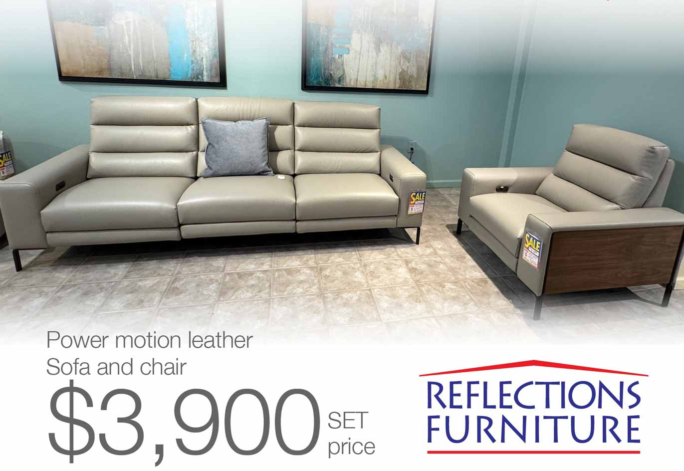 Power Motion Leather Sofa and Chair  LEATHER XPRESS