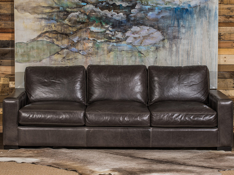 Brown Leather Sofa with Square Base option  RF Modern