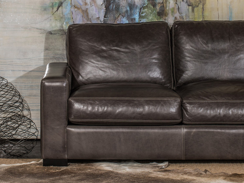 Brown Leather Sofa with Accent Rug  RF Modern