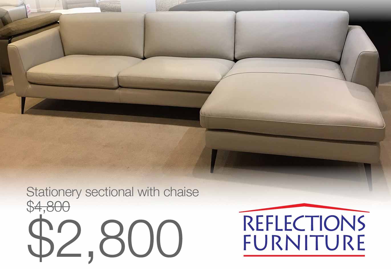 Stationary Sectional with Chaise  LEATHER XPRESS