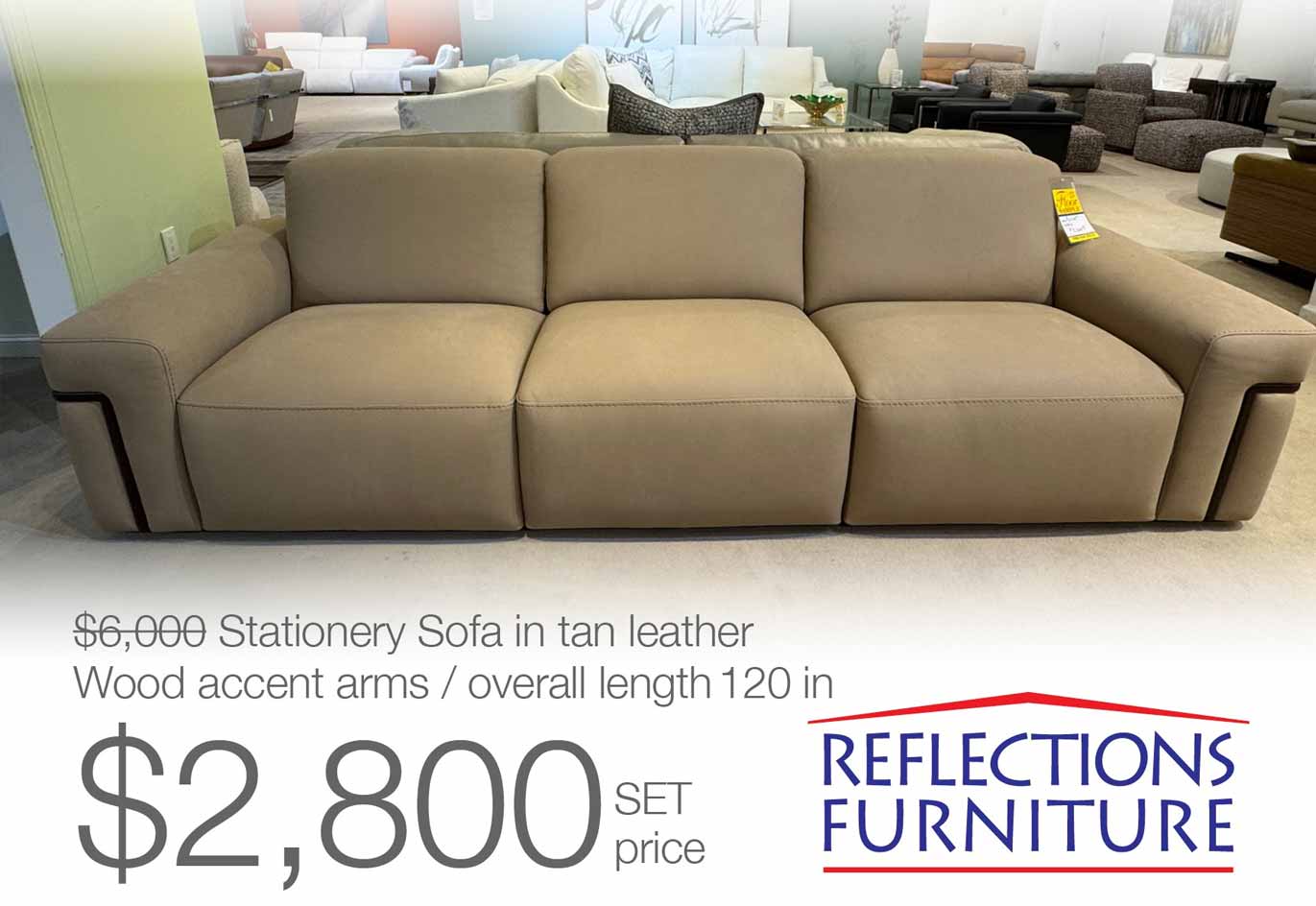 Stationary Sofa Tan Leather  LEATHER XPRESS