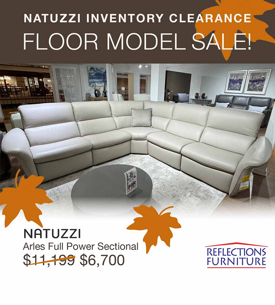 Natuzzi Clearance Floor Model Arles Full Power Sectional