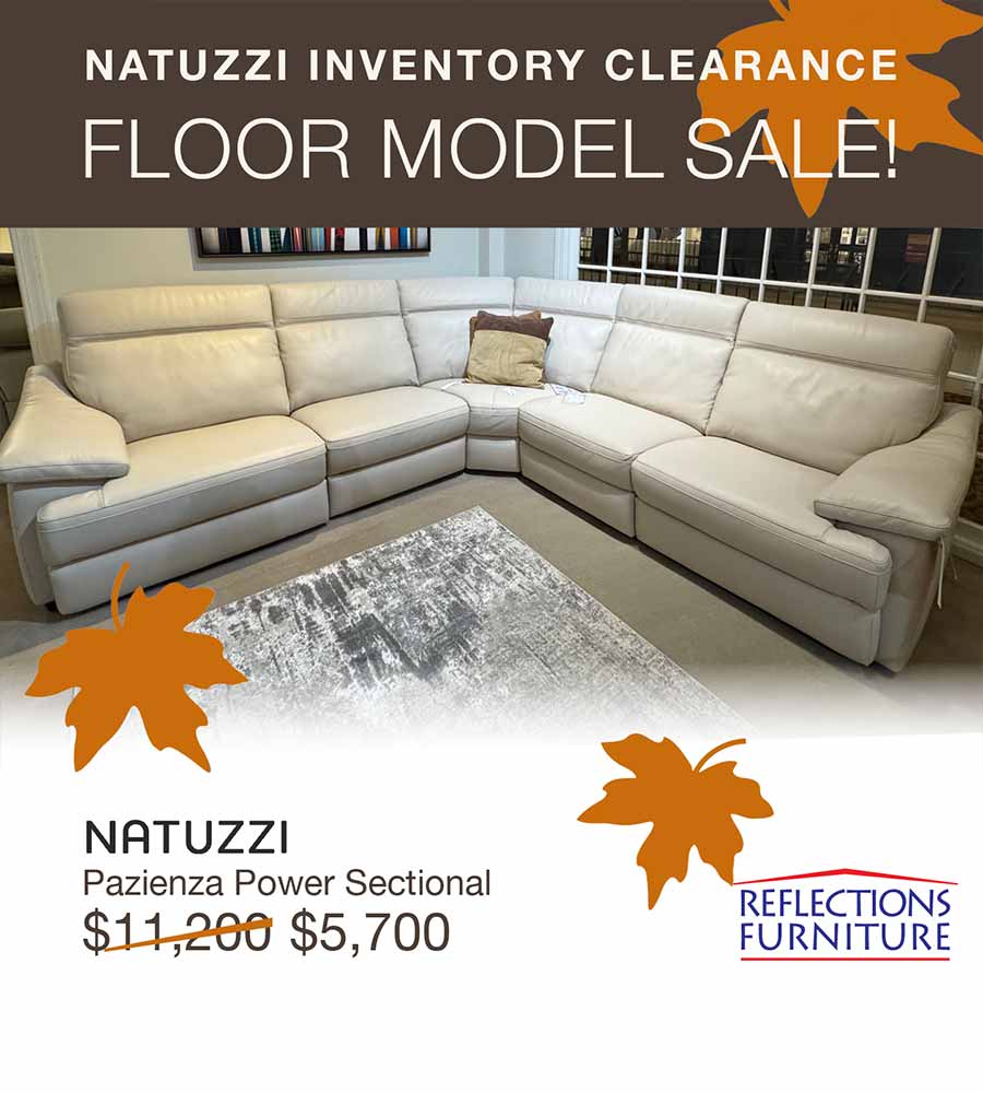 Natuzzi Clearance Floor Model Pazienza Power Sectional
